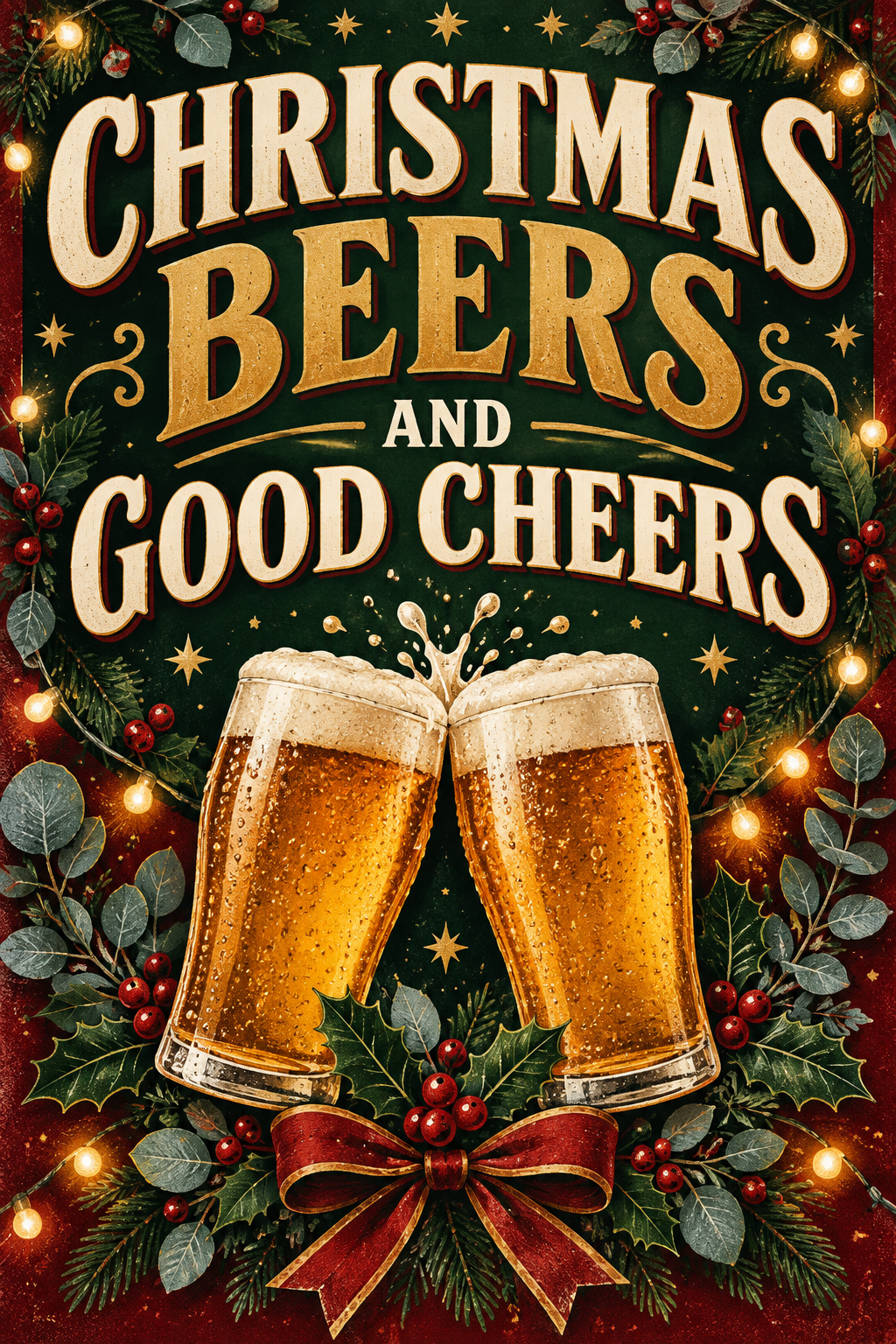 Christmas Beer and Good Cheers Man Cave Garage Bar & Shed Decor Metal Sign
