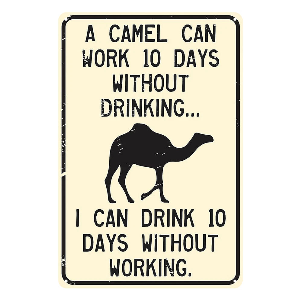 3x a Camel Work 10 Days Without Drinking Rustic Metal Sign Vintage