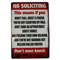 Warning Tin Sign No Soliciting Do Not Knock Sign 200x300mm Metal Safety Sign - Tin Sign Factory Australia