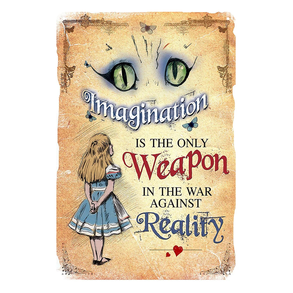 2x Imagination Is Only Weapon Against Reality Girl Rustic Metal Sign