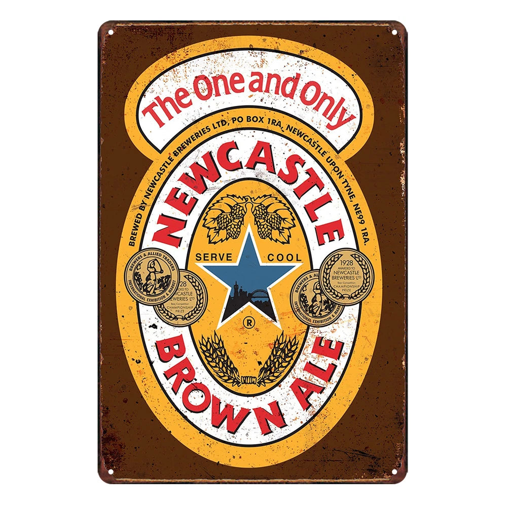 3x Newcastle Brown Ale Beer Only Rustic Metal Sign Vintage Tin Shed
