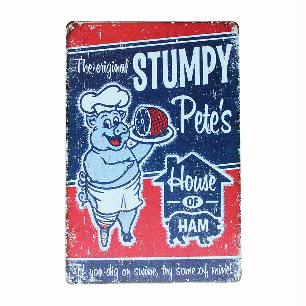 Metal Tin Sign Garage Stumpy Petes Ham Pig Swine Mom Cook Funny - image 3