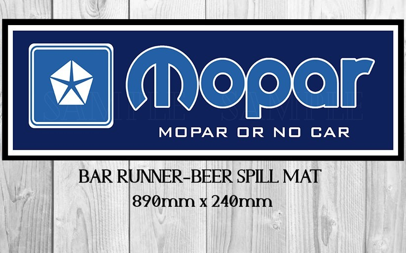 MOPAR (890mm X 240mm) Non-Slip Rubber Mat Man Cave Shed Pub Bar Runner - Tin Sign Factory Australia