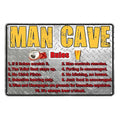 2x Man Cave Rules Beer Drink Funny Rustic Metal Sign Vintage Shed