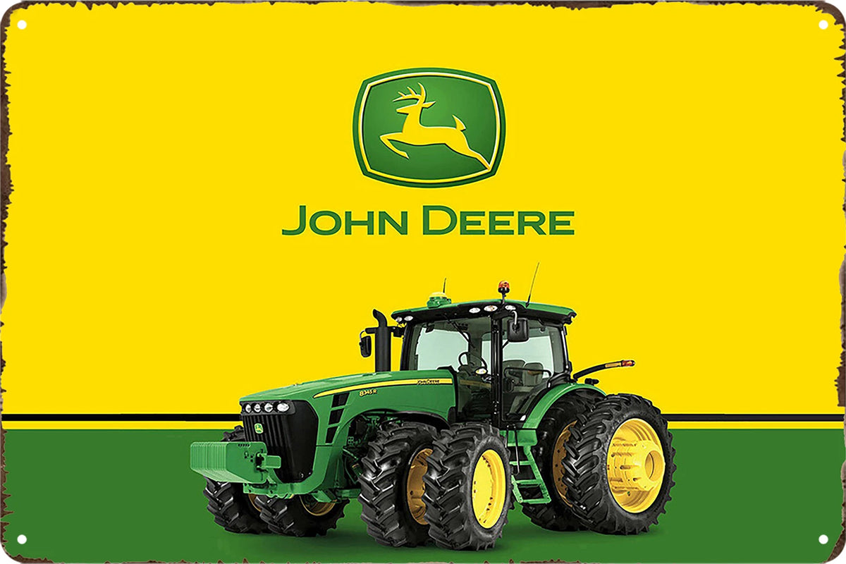 2x John Deere Tractor Tin Metal Sign Rustic Look Vintage