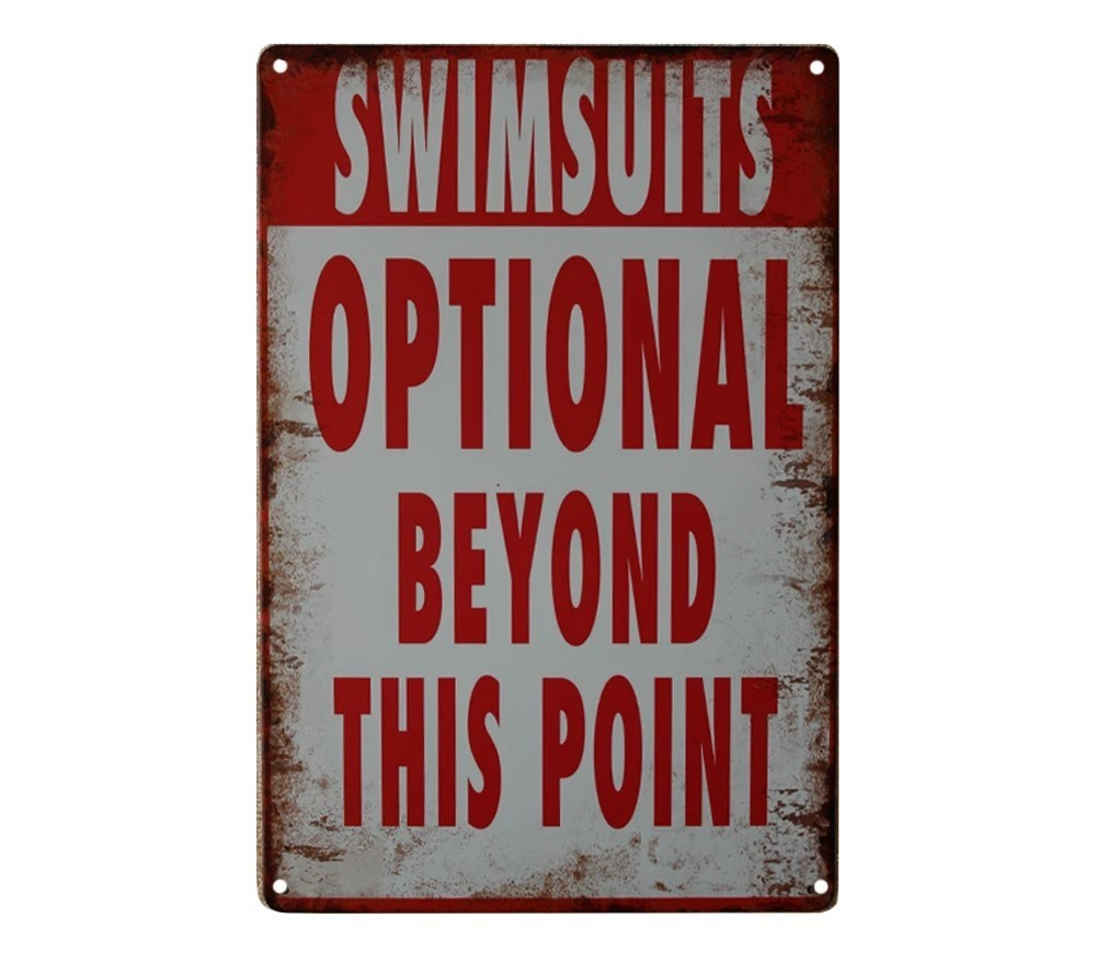 Swimsuits Optional Beyond Point Vintage Retro Bar Man Cave Tin Metal Sign - Tin Sign Factory Australia