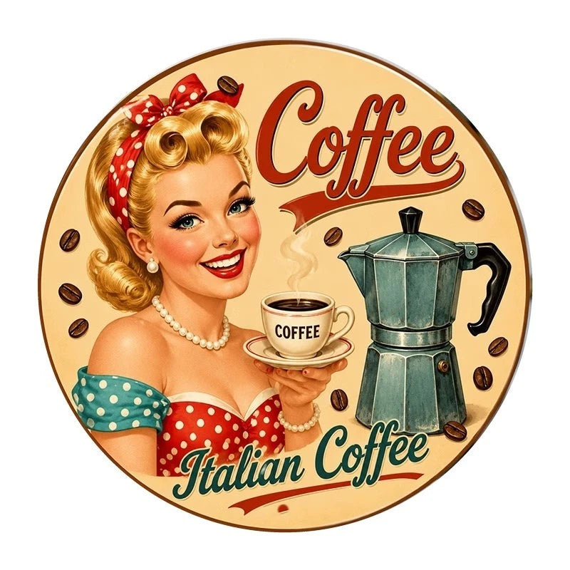 ITALIAN COFFEE 40 cm round aluminium sign