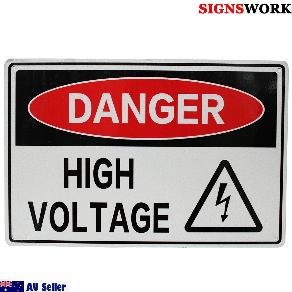 Warning Danger High Voltage Sign 200x300mm Metal Security Volts Sign