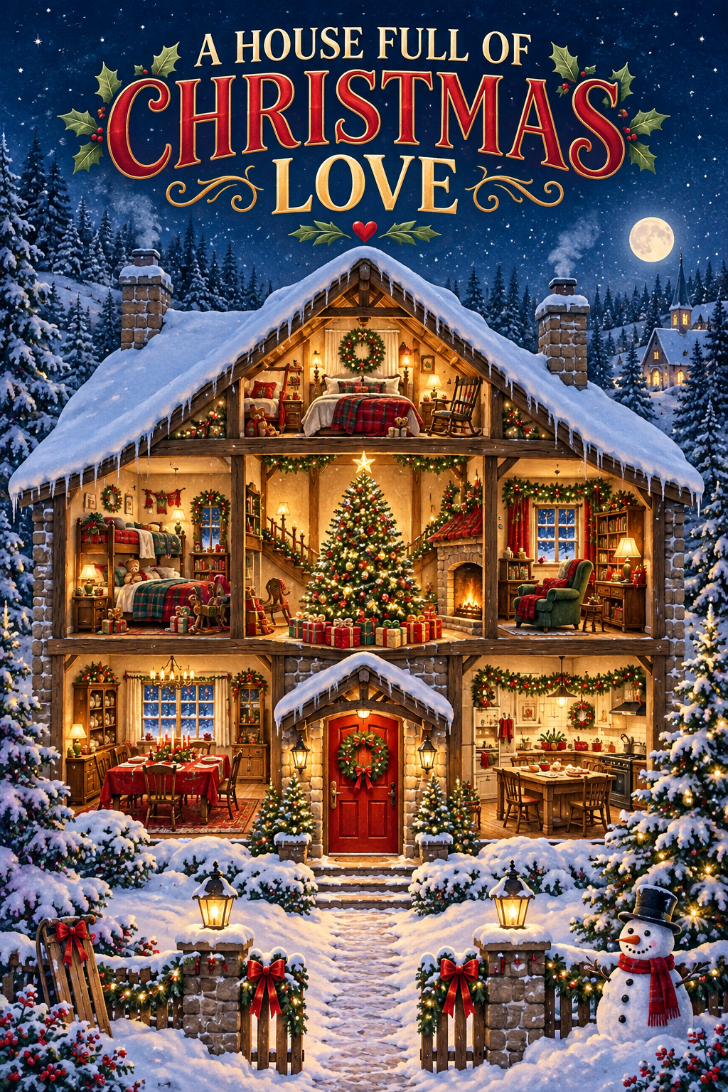 A House Full Of Christmas Love Holiday Man Cave Garage Bar & Shed Metal Sign