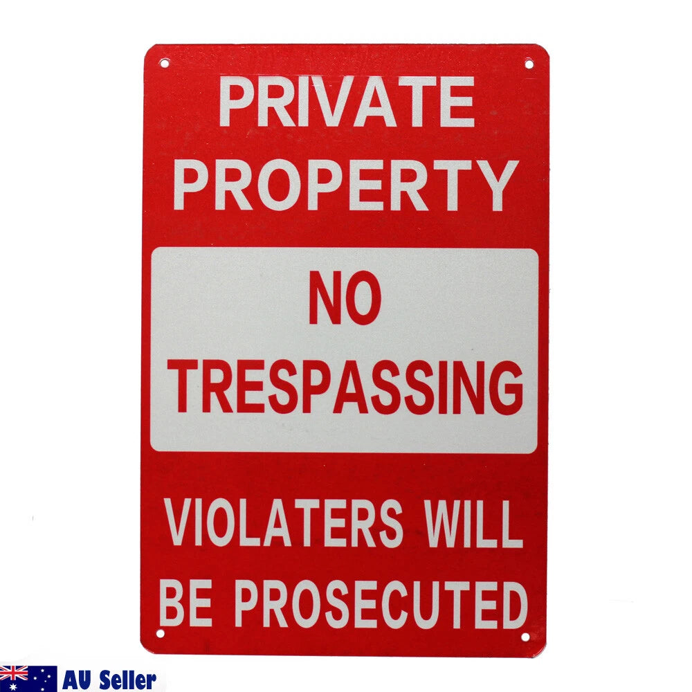 Warning Sign No Trespassing 200x300mm Metal Private Property Home