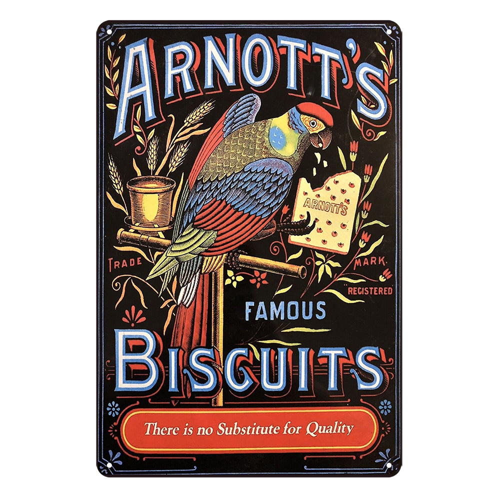 ARNOTT'S BISCUITS FAMOUS Tin Metal Sign Rustic - Tin Sign Factory Australia