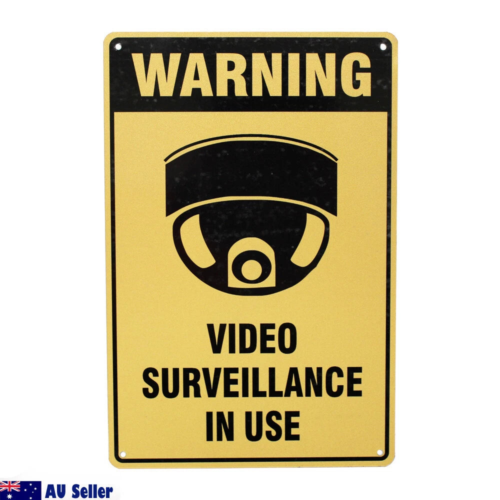 2x Warning Video Surveliance Camera in Use Sign 300x200mm Metal