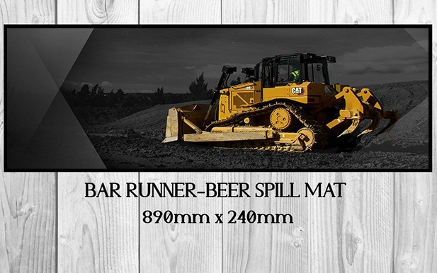 THE CAT DOZER (890mm X 240mm) Non-Slip Rubber Mat Man Cave Shed Pub Bar Runner
