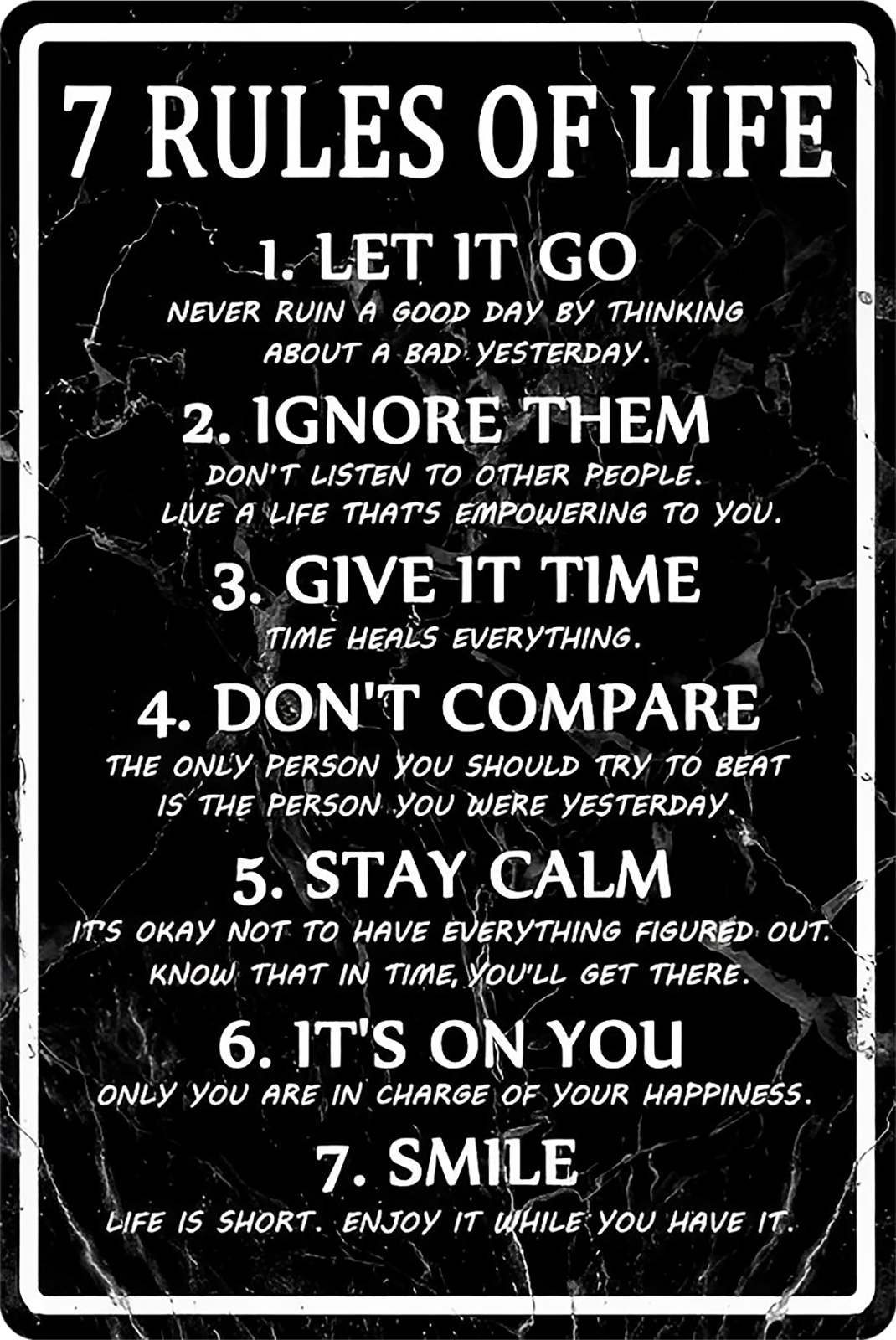 7 Rules Of Life Tin Sign Motivational Rustic Look Retro 20x30cm product image