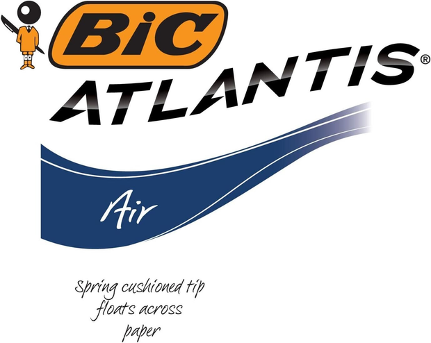 BIC Atlantis Air Retractable Ball Pen Medium Point (1.2 mm) Black Pack of 2 NEW