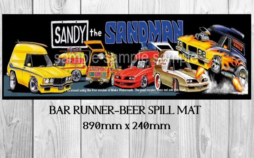 THE SANDMAN (890mm X 240mm) Non-Slip Rubber Mat for Home Bar, Man Cave & Shed