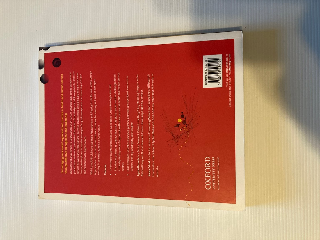 Oxford Management & Practice Health Human Service Organisations Book Berends