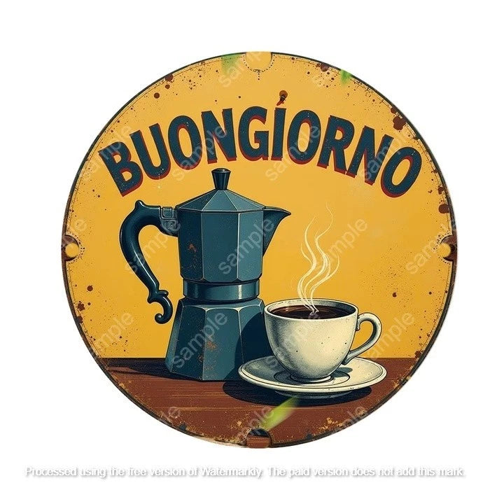BUONGIORNO 40 cm round aluminium sign