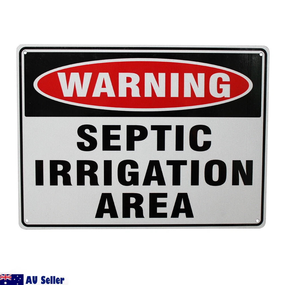 2x Warning Caution Septic Irrigation Area Sign 200x300mm Metal