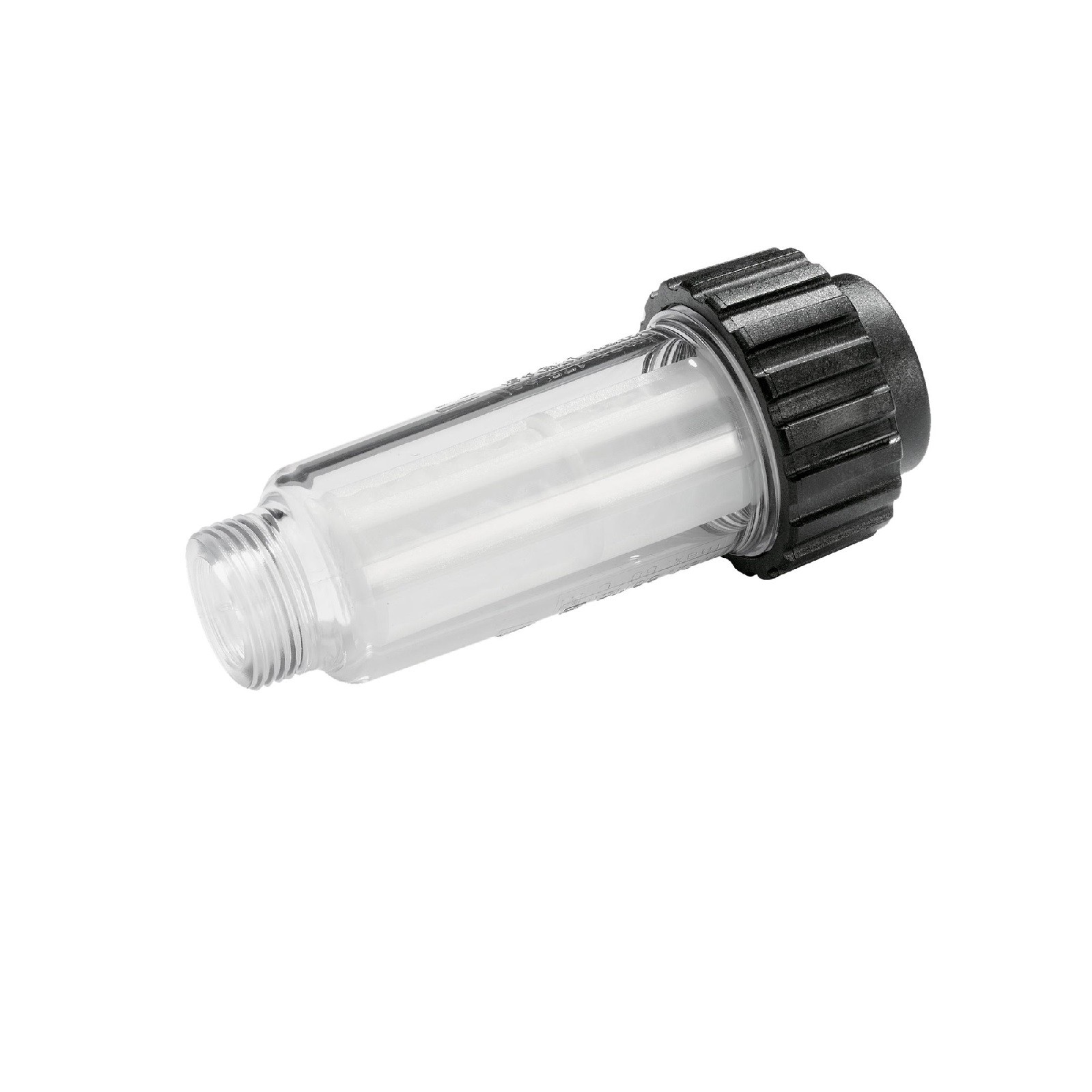Clear cylindrical filter with black top 