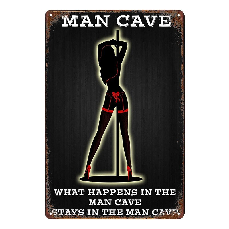 Tin Metal Sign MAN CAVE WHAT HAPPENS STAYS IN THE CAVE 20x30cm Rustic Vintage - Tin Sign Factory Australia