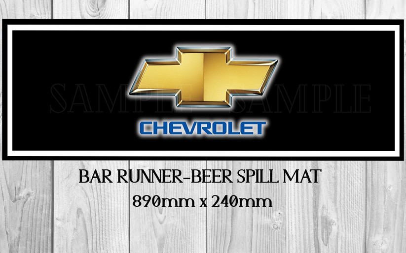 CHEVROLET (890mm X 240mm) Non-Slip Rubber Mat Man Cave Shed Pub Bar Runner - Tin Sign Factory Australia
