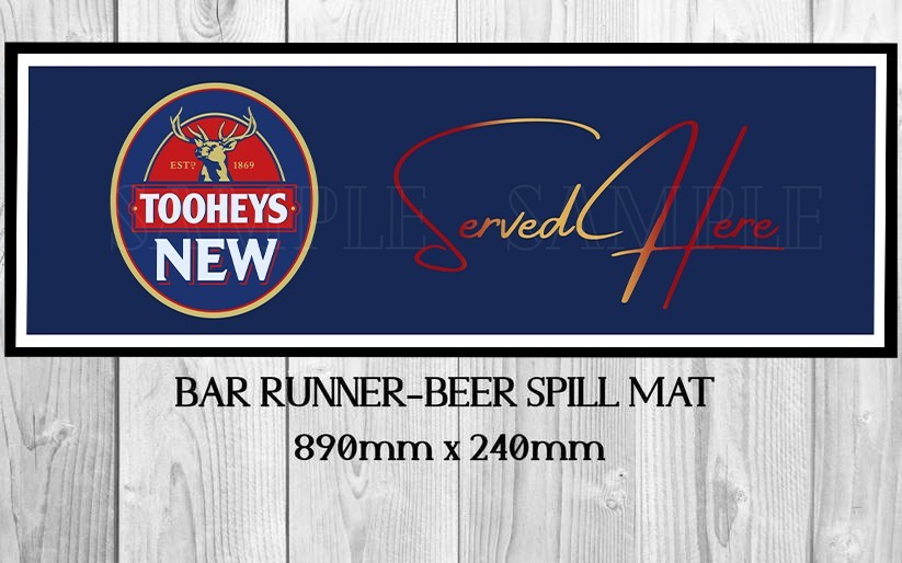 TOOHEYS NEW (890mm X 240mm) Non-Slip Rubber Mat Man Cave Shed Pub Bar Runner - Tin Sign Factory Australia