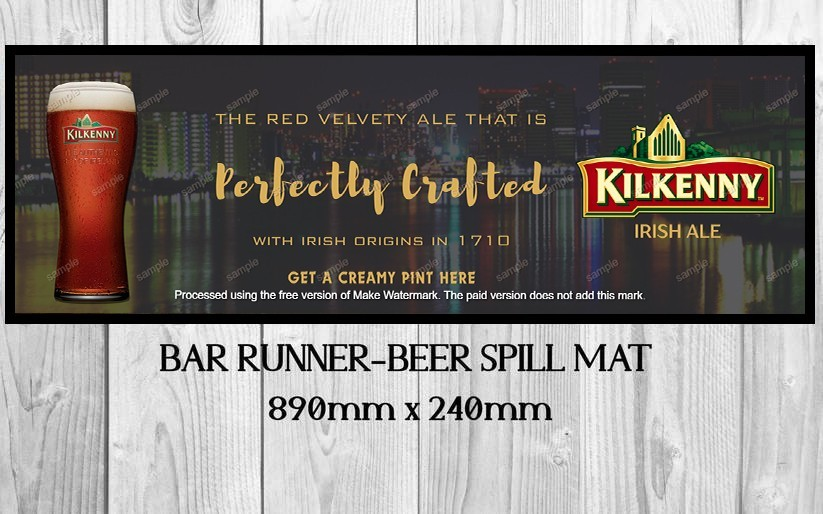 KILKENNY (890mm X 240mm) Non-Slip Rubber Mat Home Bar Runner, Man Cave & Shed