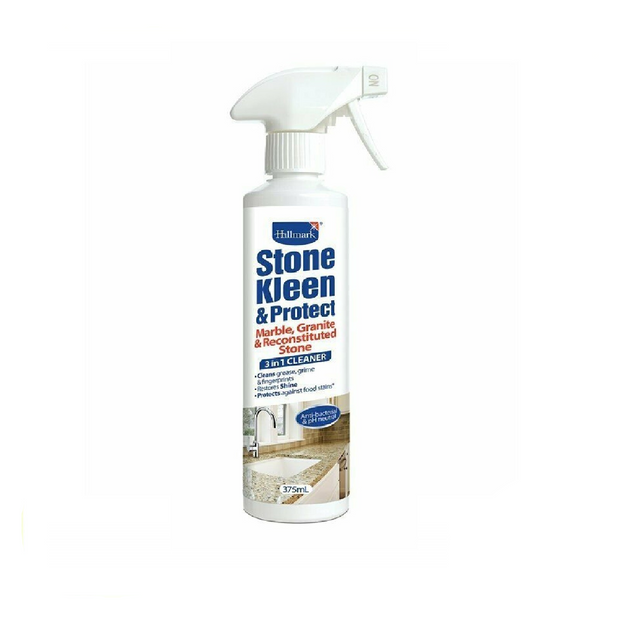Spray bottle labeled 'Stone Kleen & Protect' 