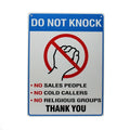 Warning Sign Do Not Knock No Sales No Cold Callers No Religious