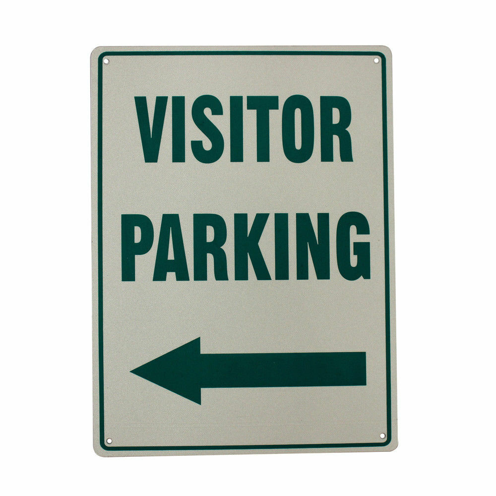 Warning Notice Visitor Parking Sign left Arrow?Metal Sign 200x300mm office Pro - Tin Sign Factory Australia