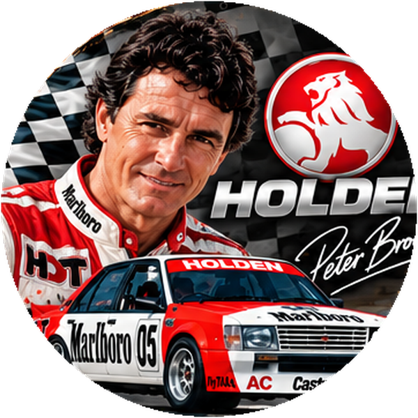 Peter Brock Holden Racing Vintage Style Round Metal Sign Garage Man Cave Decor - Tin Sign Factory Australia