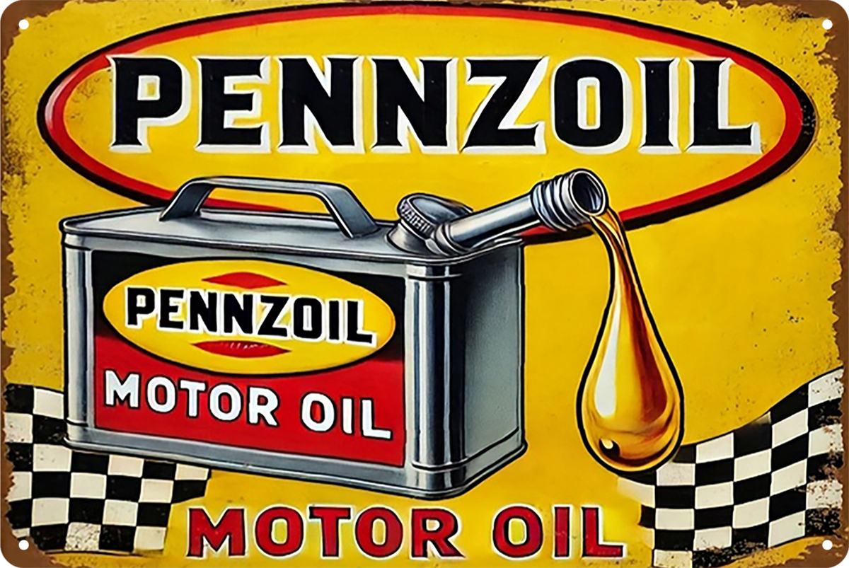 Pennzoil Motor Oil Tin Sign Rustic Look Retro 20x30cm product image