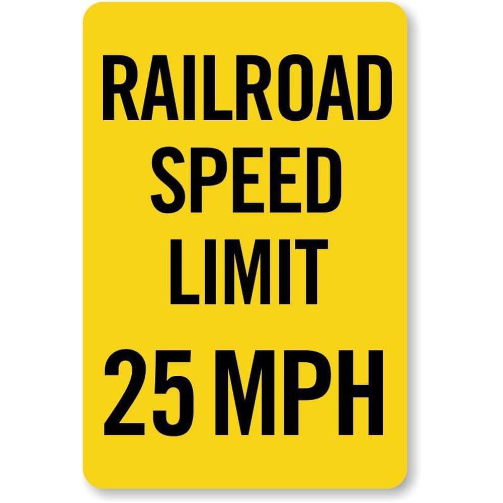 Railroad Crossing Metal Sign Speed Limit 25 MPH Railway Warning Decor
