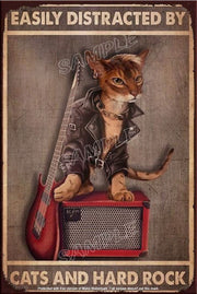 CAT'S HARD ROCK Retro/ Vintage Tin Metal Sign Man Cave, Wall Home Décor, Shed-Ga