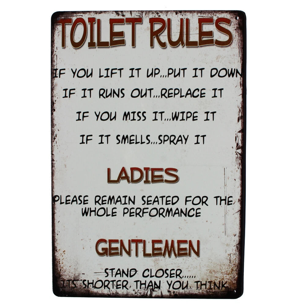 3x Tin Sign 200x300mm Toilet Rules Ladies Gentlemen Funny Comedy - image 4