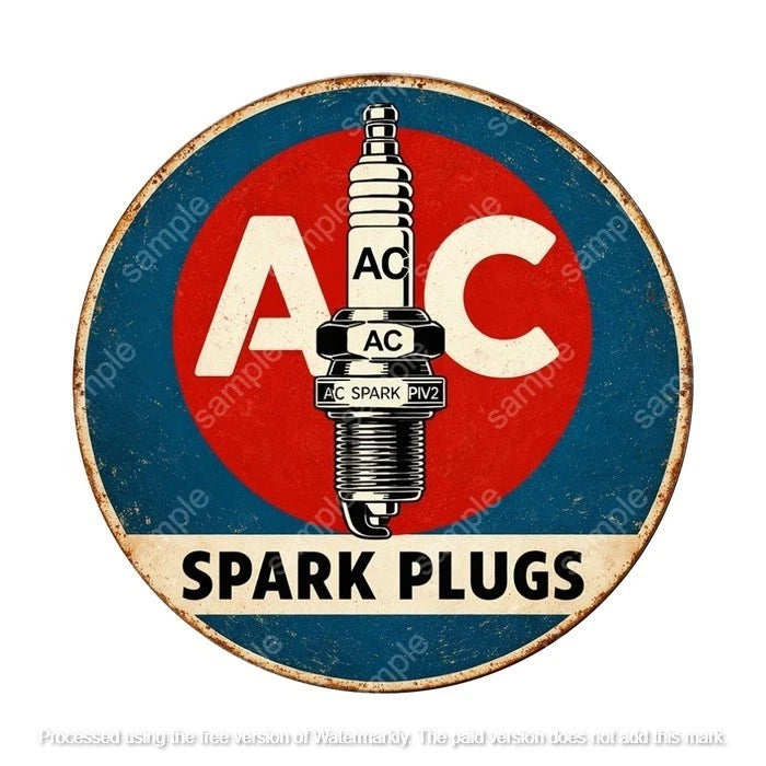 AC SPARK PLUGS 40 cm round aluminium sign