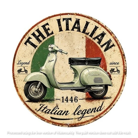 THE ITALIAN LEGEND 1446 40 cm round aluminium sign