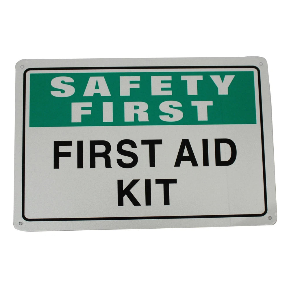 3x Warning Safety First Aid Kit Sign 200x300mm Metal Workplace Safety