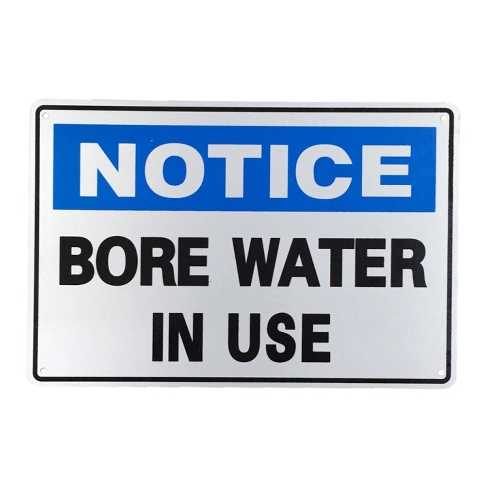 2x Notice Sign Bore Water in Use 200x300mm Metal Safe Notice Garden