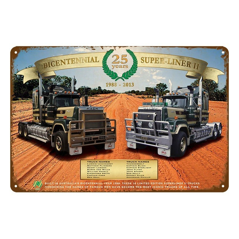 Tin Metal Sign TRUCK MARK SUPER-LINE 1988 20x30cm Rustic Look Vintage - Tin Sign Factory Australia