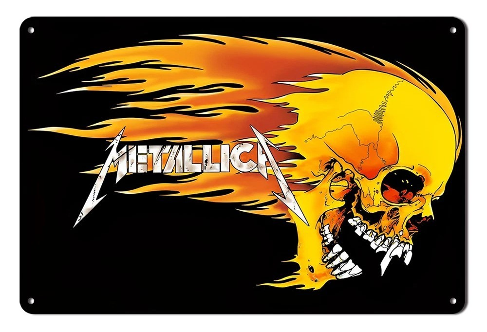 SKULL & FIRE Home Vintage Look Man Cave Shed Garage Bar Wall Metal Tin Sign - Tin Sign Factory Australia