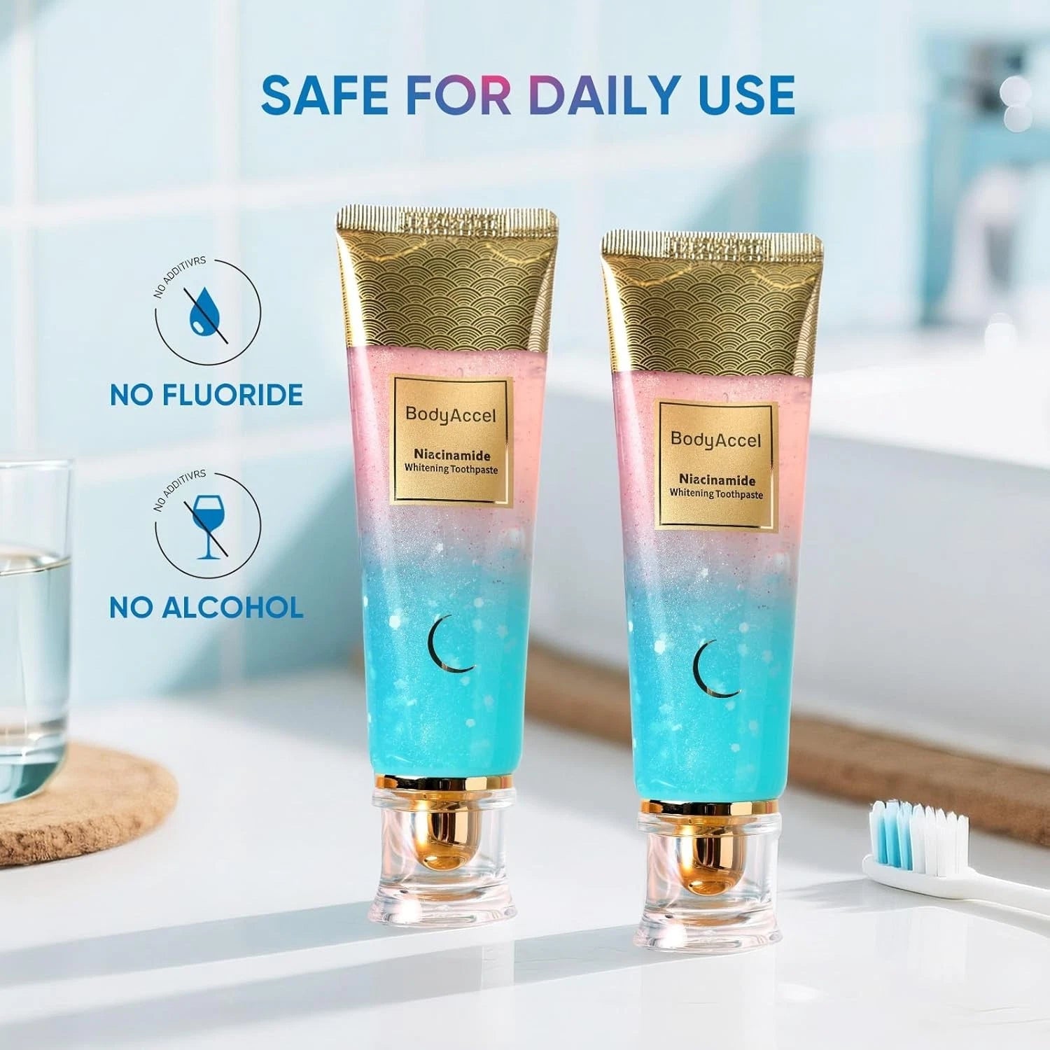 Bodyaccel Niacinamide Whitening Toothpaste – Natural Whitening Toothpaste with N - Tin Sign Factory Australia