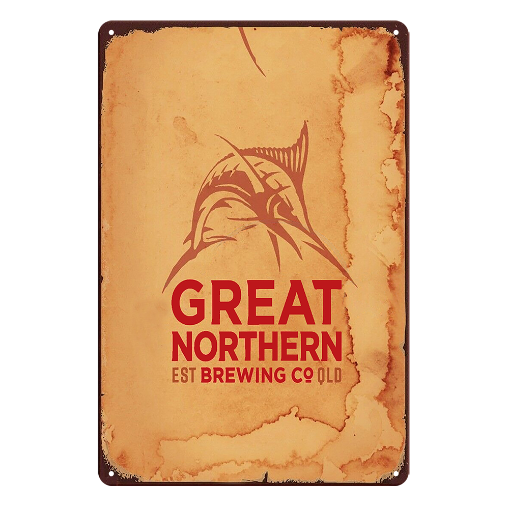 BEER GREAT NORTHERN EST BREWEING COLD Rustic Metal Sign Vintage Tin Garage - Tin Sign Factory Australia