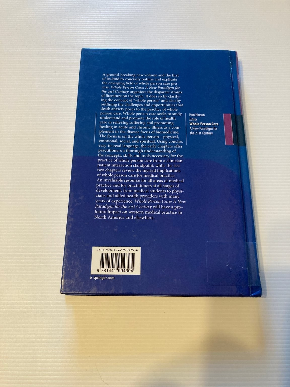 Whole Person Care Book Tom A. Hutchinson Editor Springer Hardcover