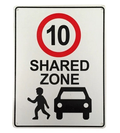 2x Metal Traffic Warning Signs 10KM Speed Limit Shared School Zone Outdoor Decor - Tin Sign Factory Australia