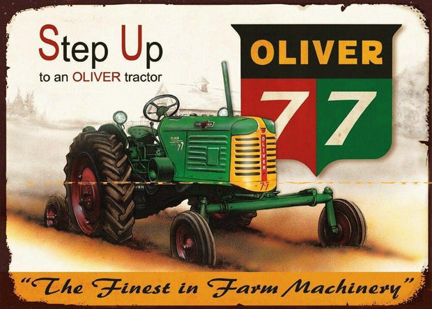 OLIVER 77-THE FINEST FARM MACHINERY Retro Rustic Look Vintage Tin Metal Sign Man