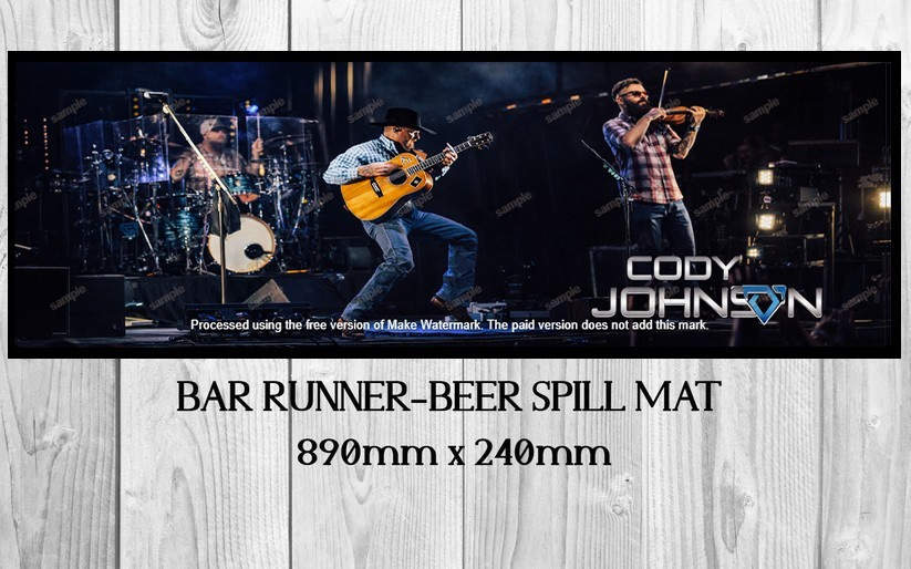 CODY JOHNSON (890mm X 240mm) Non-Slip Rubber Mat for Home Bar, Man Cave & Shed