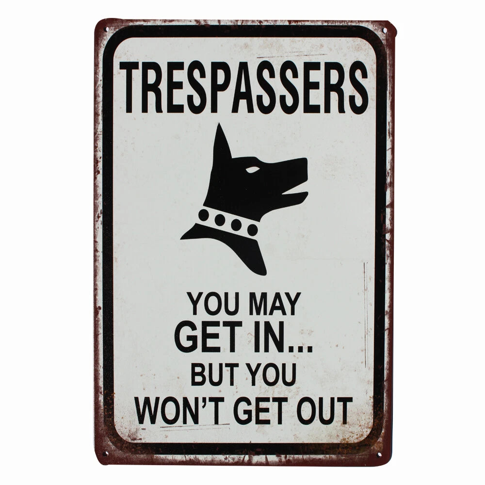 3x Tin Sign Trespassers Will Be Shot Funny 200x300mm Metal