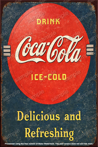 COCA-COLA ICE COLD  Vintage Look Man Cave Shed Garage Workshop Decor Metal Sign